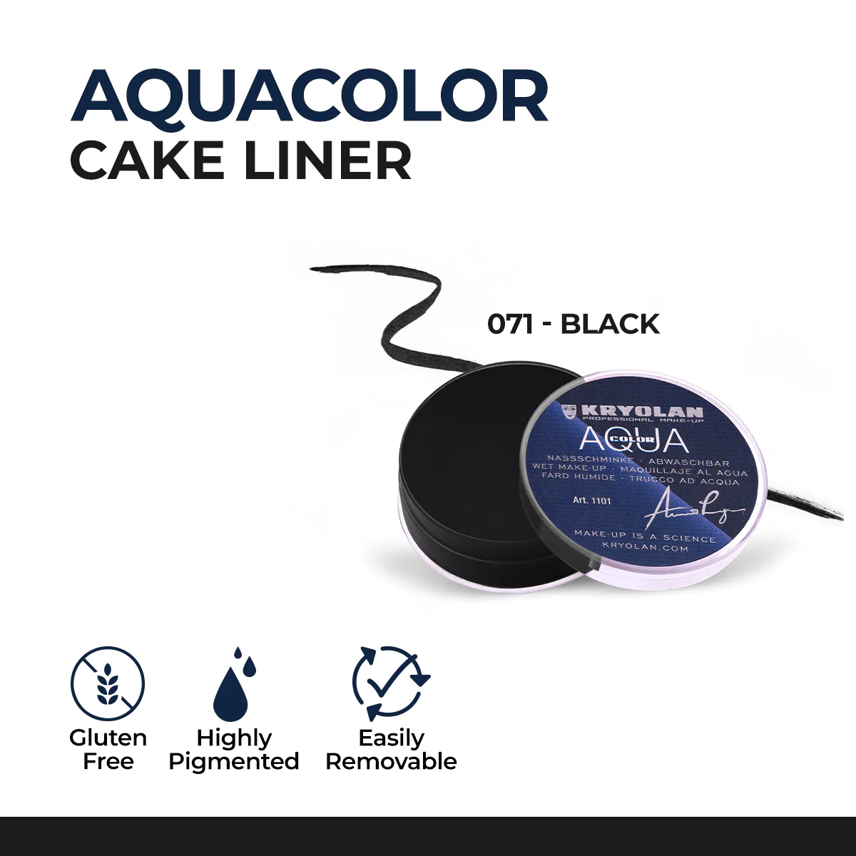 Kryolan - Aquacolor Cake Liner Black