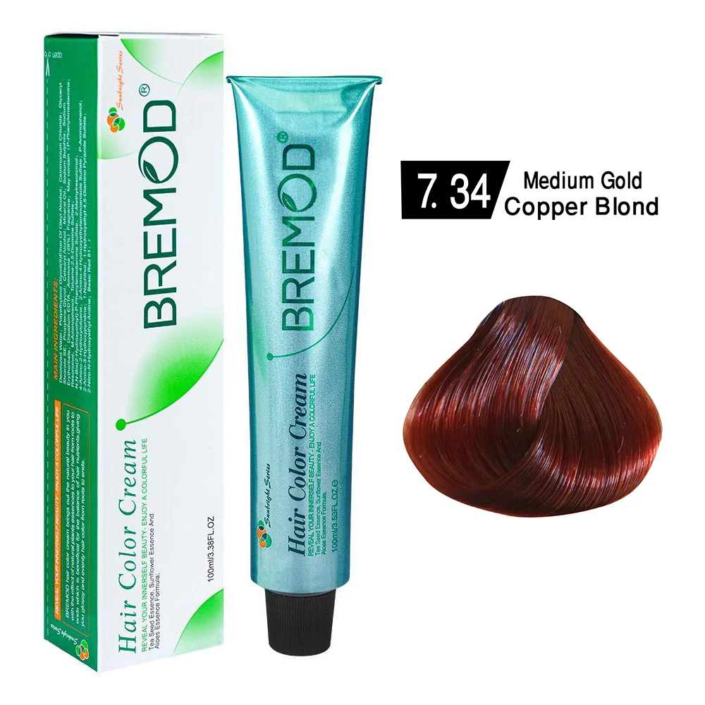 Bremod Hair Color Gold Copper Blond 7.34